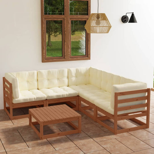 Set Divani da Giardino 6 pz con Cuscini Legno Massello di Pino - homemem39