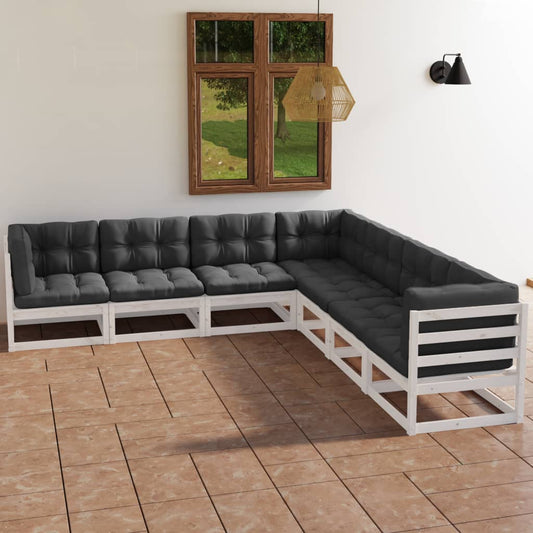 Set Divani da Giardino 7 pz con Cuscini Legno Massello di Pino - homemem39