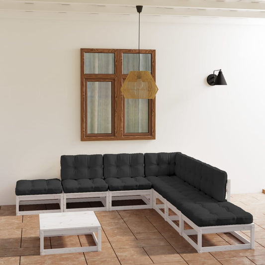 Set Divani da Giardino 8 pz con Cuscini Legno Massello di Pino - homemem39