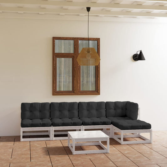 Set Divani da Giardino 6 pz con Cuscini Legno Massello di Pino - homemem39