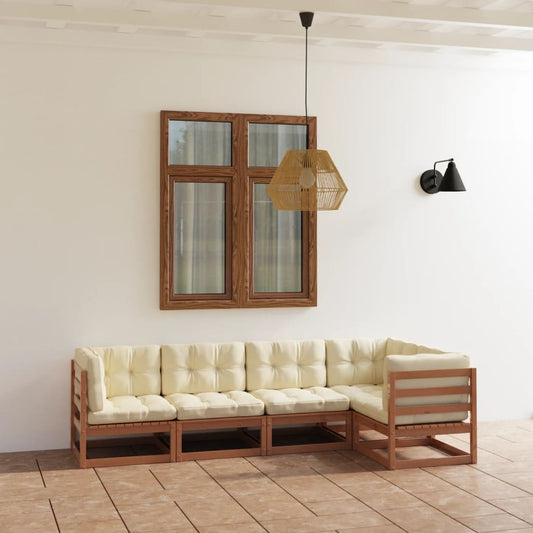 Set Divani da Giardino 5 pz con Cuscini Legno Massello di Pino - homemem39