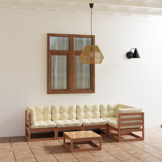 Set Divani da Giardino 6 pz con Cuscini Legno Massello di Pino - homemem39