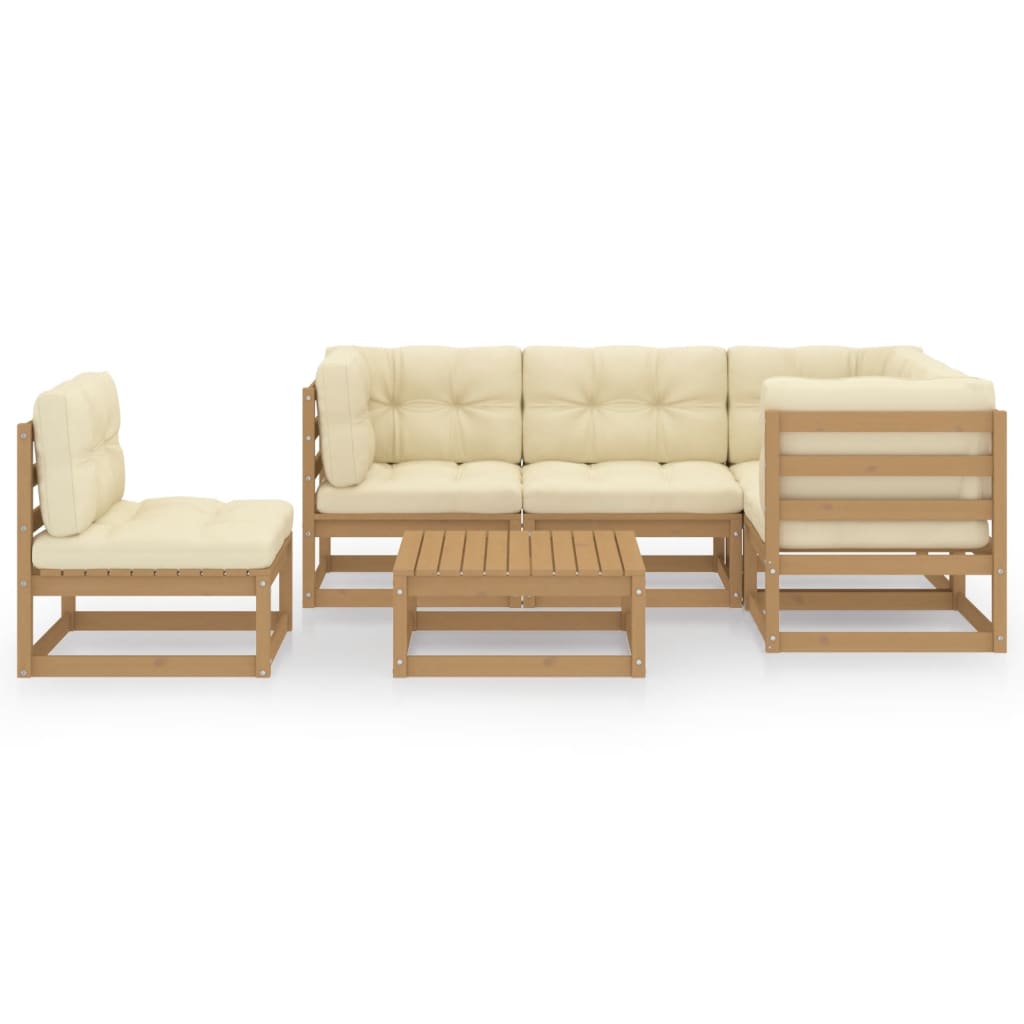 Set Divani da Giardino 6 pz con Cuscini Legno Massello di Pino - homemem39