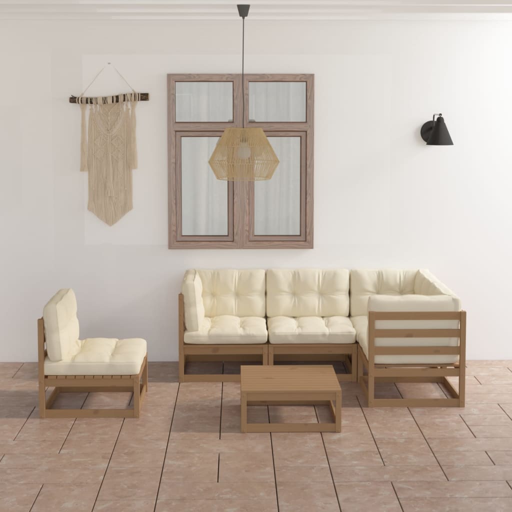 Set Divani da Giardino 6 pz con Cuscini Legno Massello di Pino - homemem39