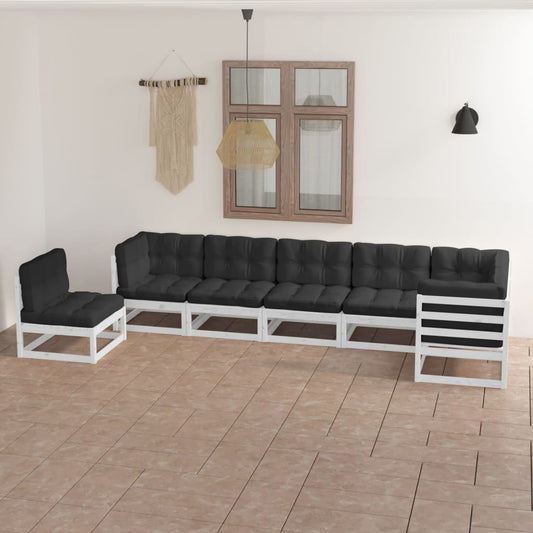 Set Divani da Giardino 7 pz con Cuscini Legno Massello di Pino - homemem39