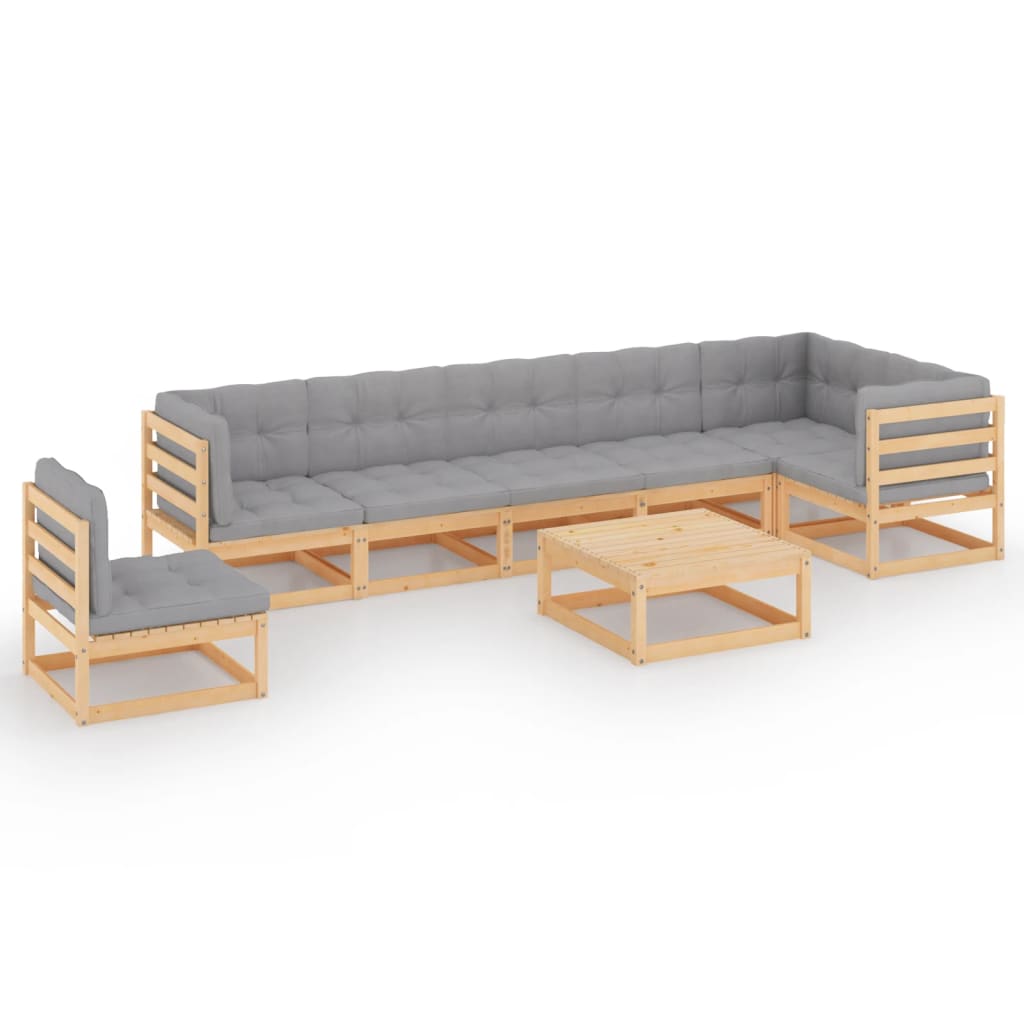 Set Divani da Giardino 8 pz con Cuscini Legno Massello di Pino - homemem39