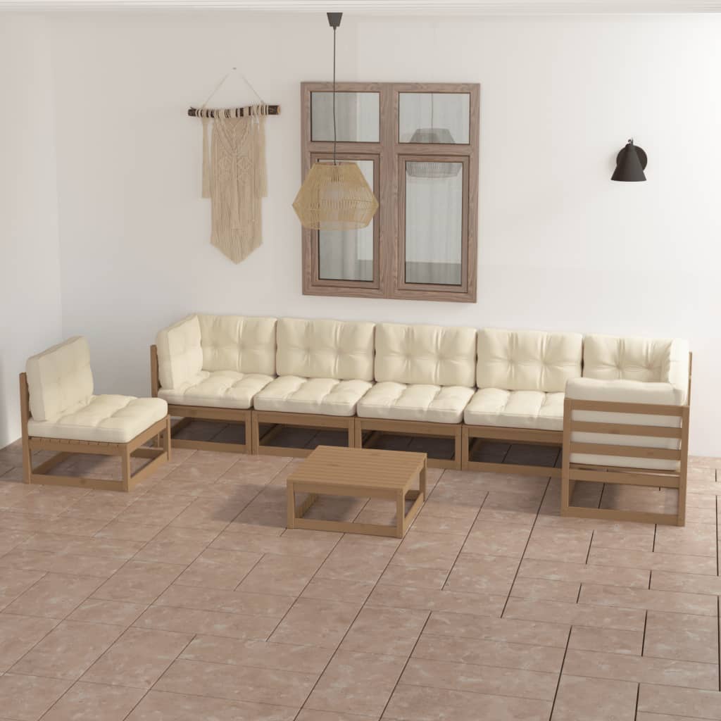 Set Divani da Giardino 8 pz con Cuscini Legno Massello di Pino - homemem39