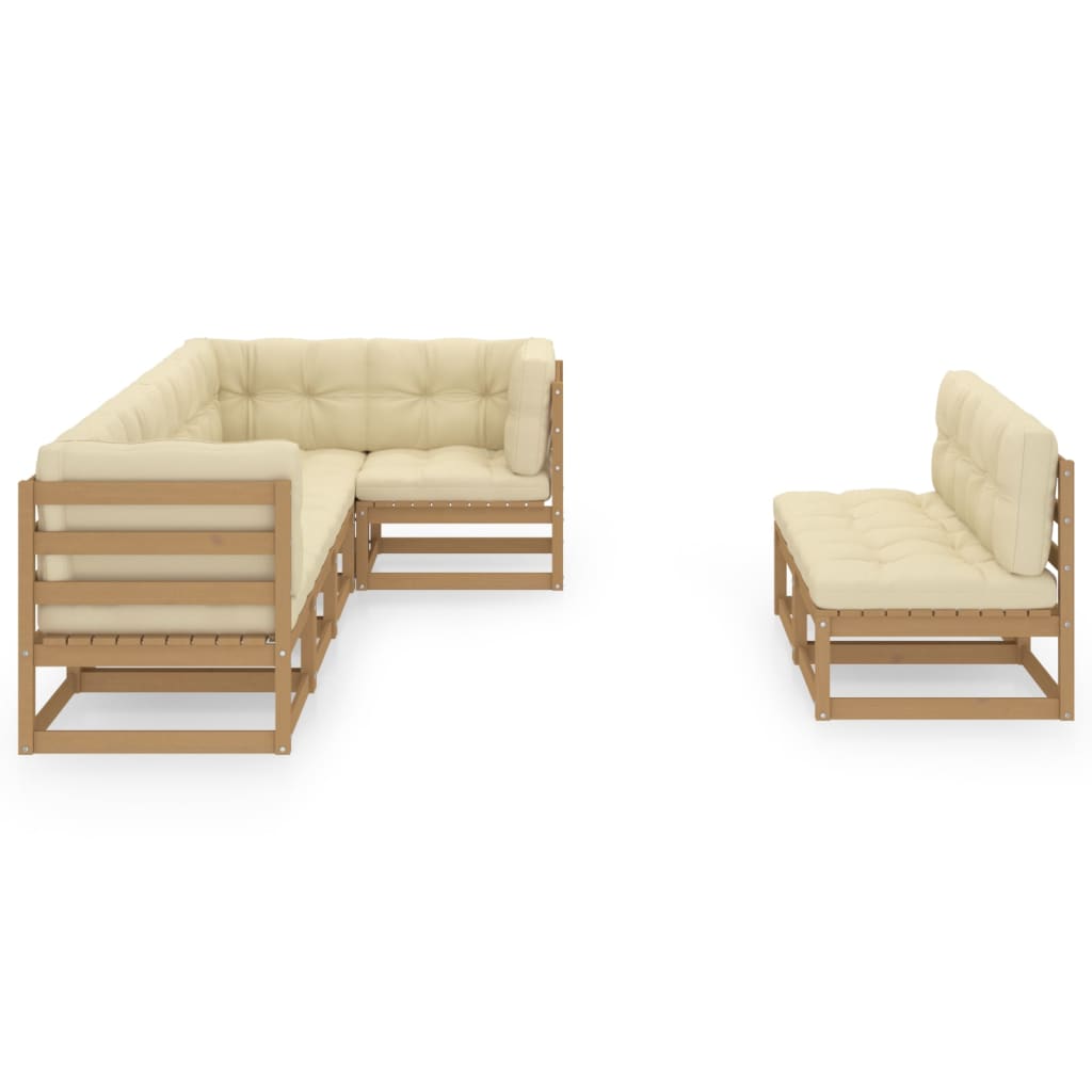 Set Divani da Giardino 7 pz con Cuscini Legno Massello di Pino - homemem39