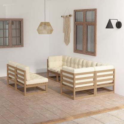 Set Divani da Giardino 7 pz con Cuscini Legno Massello di Pino - homemem39