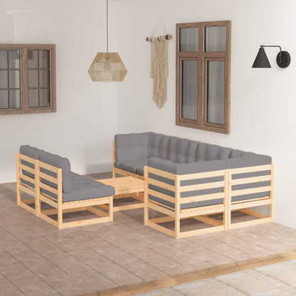 Set Divani da Giardino 8 pz con Cuscini Legno Massello di Pino - homemem39