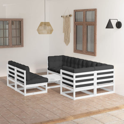 Set Divani da Giardino 8 pz con Cuscini Legno Massello di Pino - homemem39