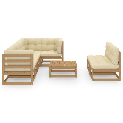 Set Divani da Giardino 8 pz con Cuscini Legno Massello di Pino - homemem39