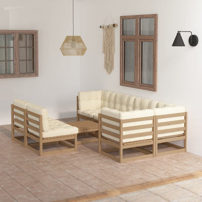 Set Divani da Giardino 8 pz con Cuscini Legno Massello di Pino - homemem39