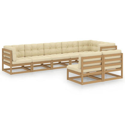 Set Divani da Giardino 8 pz con Cuscini Legno Massello di Pino - homemem39