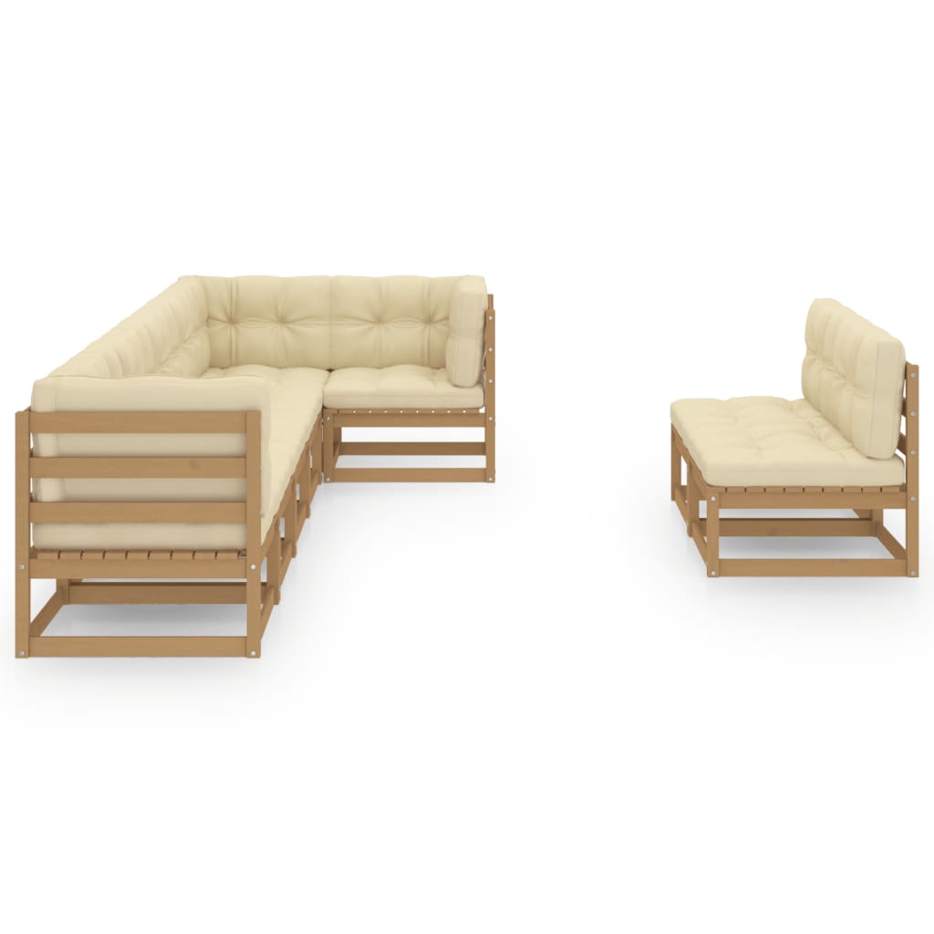 Set Divani da Giardino 8 pz con Cuscini Legno Massello di Pino - homemem39