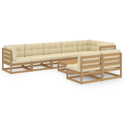 Set Divani da Giardino 9 pz con Cuscini Legno Massello di Pino - homemem39