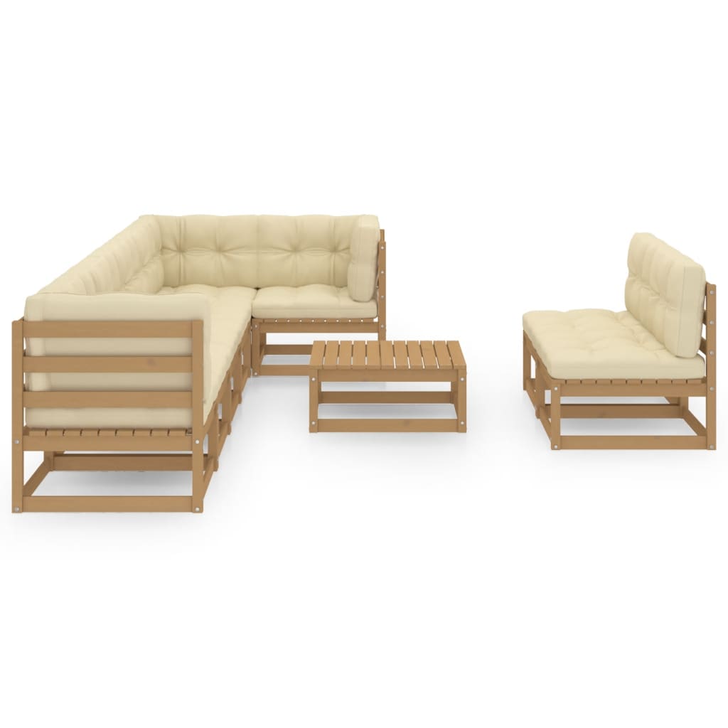 Set Divani da Giardino 9 pz con Cuscini Legno Massello di Pino - homemem39