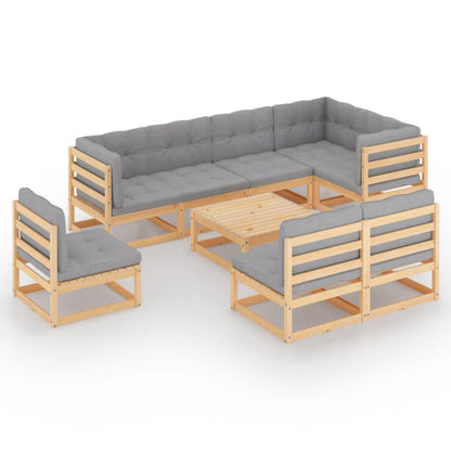 Set Divani da Giardino 9 pz con Cuscini Legno Massello di Pino - homemem39