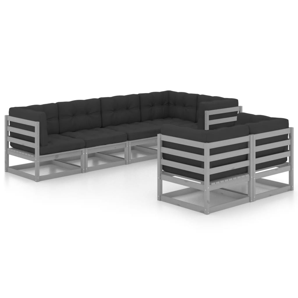 Set Divani da Giardino 7 pz con Cuscini Legno Massello di Pino - homemem39