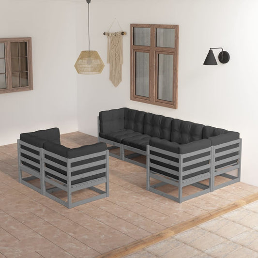 Set Divani da Giardino 7 pz con Cuscini Legno Massello di Pino - homemem39