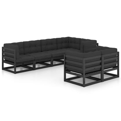 Set Divani da Giardino 7 pz con Cuscini Legno Massello di Pino - homemem39