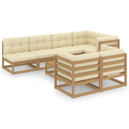 Set Divani da Giardino 8 pz con Cuscini Legno Massello di Pino - homemem39