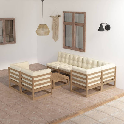 Set Divani da Giardino 8 pz con Cuscini Legno Massello di Pino - homemem39