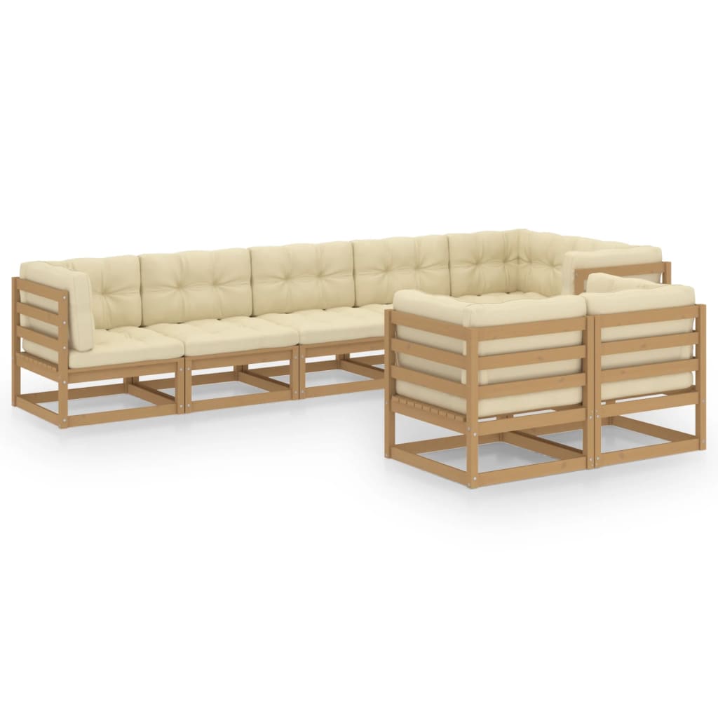 Set Divani da Giardino 8 pz con Cuscini Legno Massello di Pino - homemem39