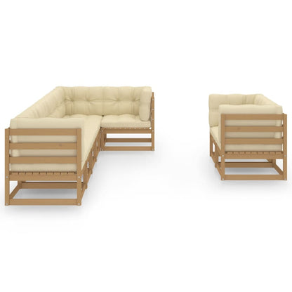 Set Divani da Giardino 8 pz con Cuscini Legno Massello di Pino - homemem39