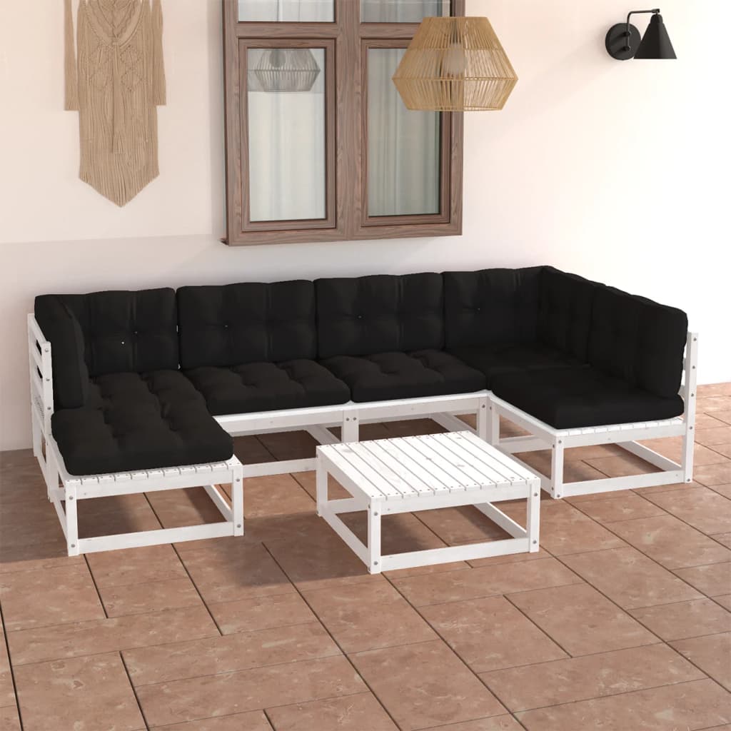 Set Divani da Giardino 7 pz con Cuscini Legno Massello di Pino - homemem39