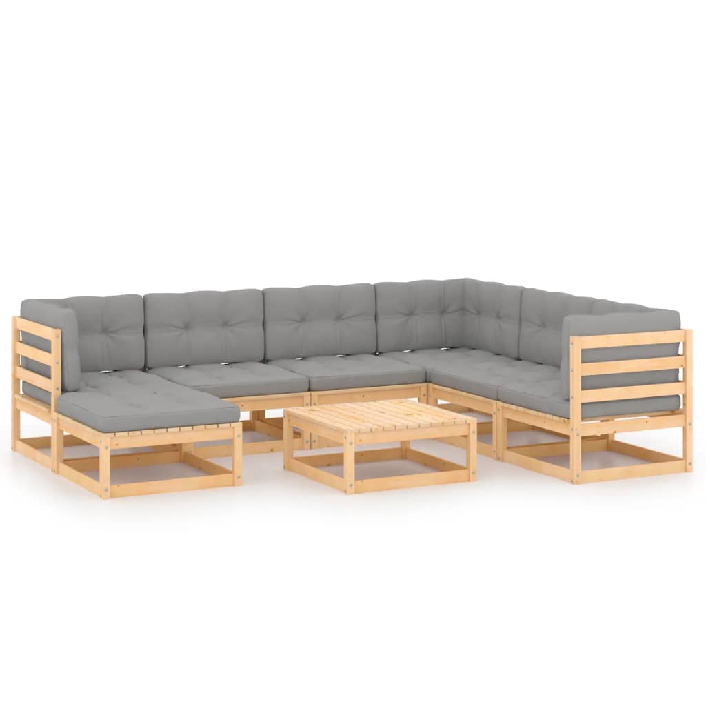 Set Divani da Giardino 8 pz con Cuscini Legno Massello di Pino - homemem39