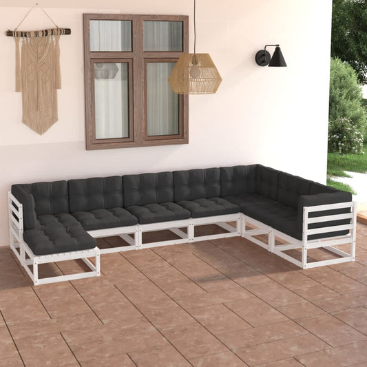 Set Divani da Giardino 6 pz con Cuscini Legno Massello di Pino - homemem39