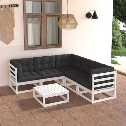 Set Divani da Giardino 6 pz con Cuscini Legno Massello di Pino - homemem39