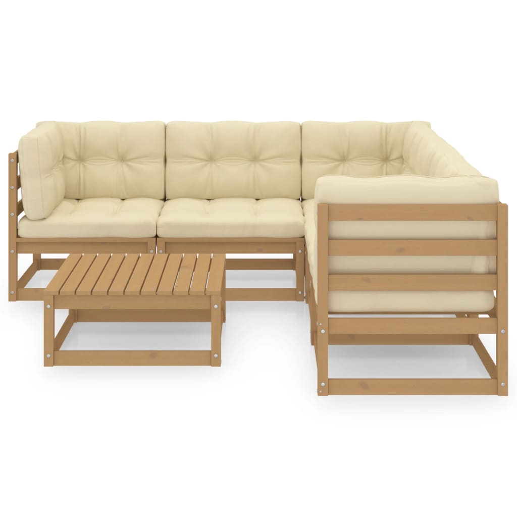 Set Divani da Giardino 6 pz con Cuscini Legno Massello di Pino - homemem39