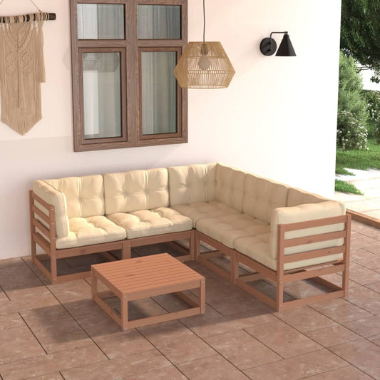 Set Divani da Giardino 6 pz con Cuscini Legno Massello di Pino - homemem39