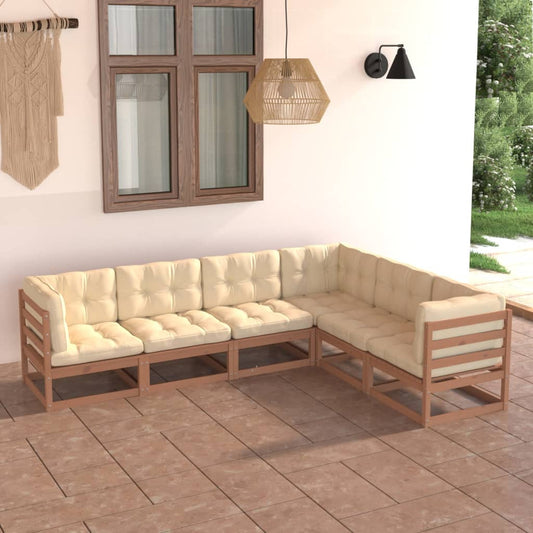 Set Divani da Giardino 6 pz con Cuscini Legno Massello di Pino - homemem39