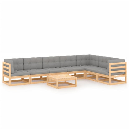 Set Divani da Giardino 8 pz con Cuscini Legno Massello di Pino - homemem39