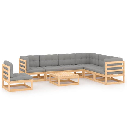 Set Divani da Giardino 8 pz con Cuscini Legno Massello di Pino - homemem39