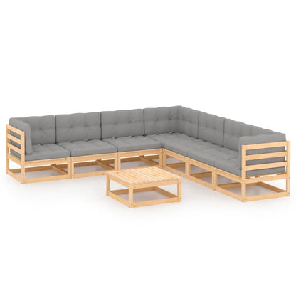 Set Divani da Giardino 8 pz con Cuscini Legno Massello di Pino - homemem39