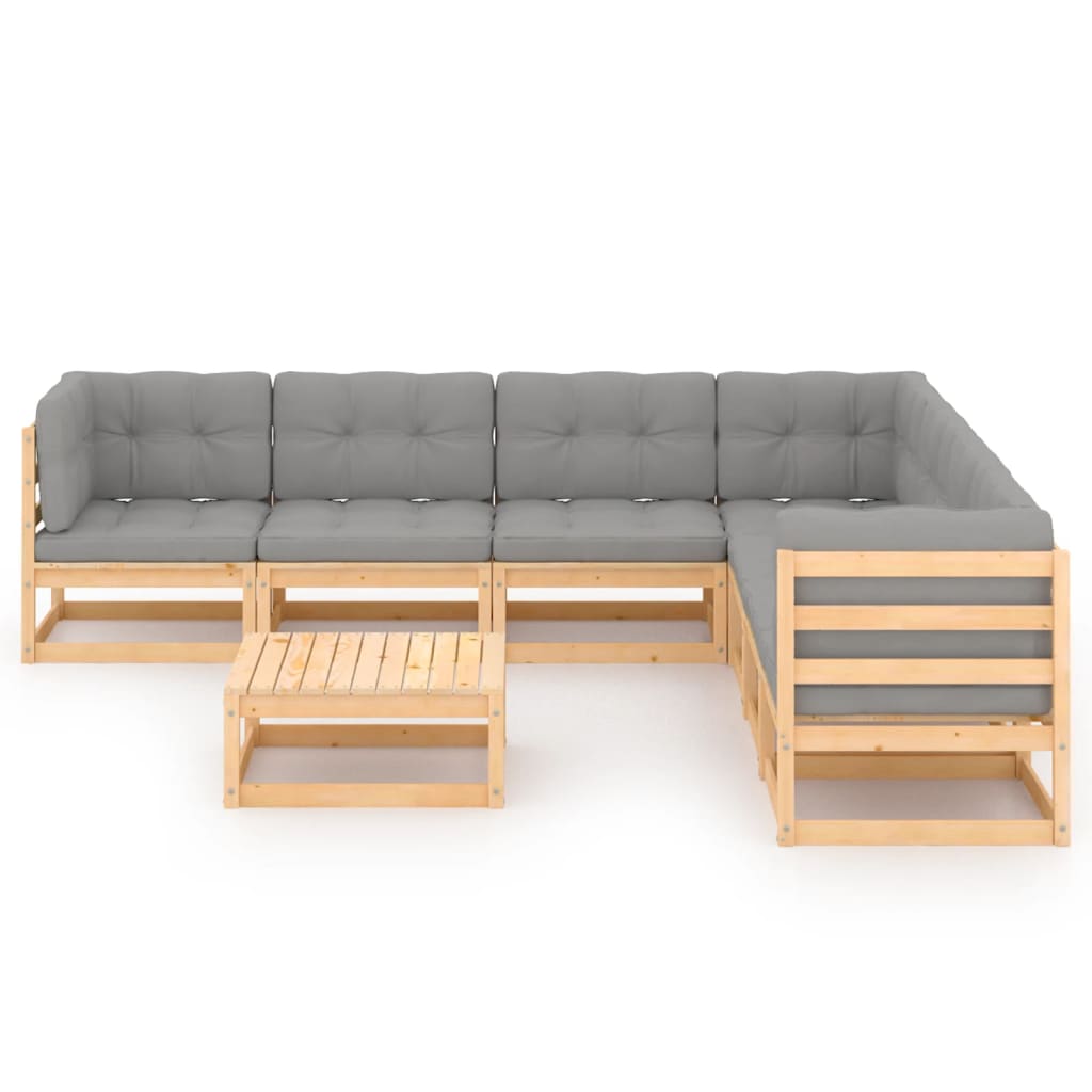 Set Divani da Giardino 8 pz con Cuscini Legno Massello di Pino - homemem39