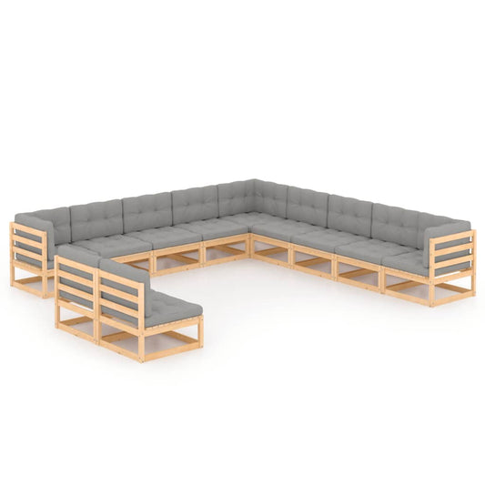 Set Divani da Giardino 11 pz con Cuscini Legno Massello di Pino - homemem39