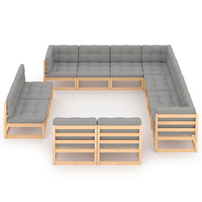 Set Divani da Giardino 11 pz con Cuscini Legno Massello di Pino - homemem39