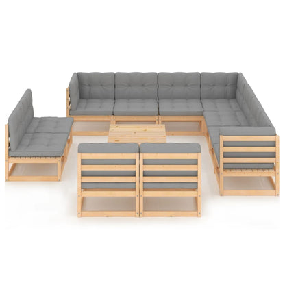 Set Divani da Giardino 12 pz con Cuscini Legno Massello di Pino - homemem39