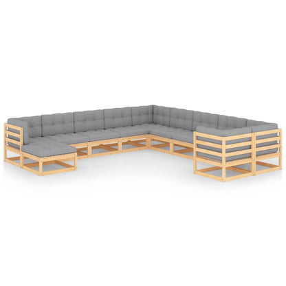 Set Divani da Giardino 11 pz con Cuscini Legno Massello di Pino - homemem39