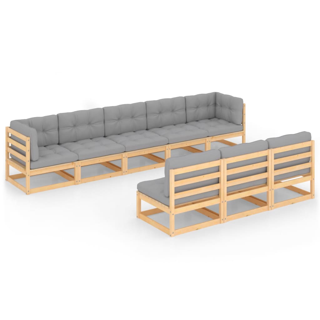 Set Divani da Giardino 8 pz con Cuscini Legno Massello Pino - homemem39