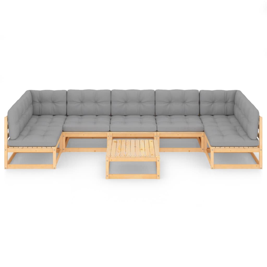 Set Divani da Giardino 8 pz con Cuscini Legno Massello di Pino - homemem39