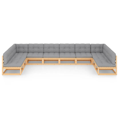 Set Divani da Giardino 10 pz con Cuscini Legno Massello di Pino - homemem39