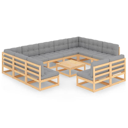 Set Divani da Giardino 12 pz con Cuscini Legno Massello di Pino - homemem39