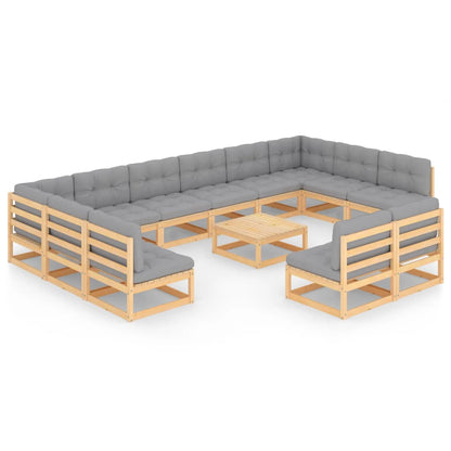 Set Divani da Giardino 13 pz con Cuscini Legno Massello di Pino - homemem39