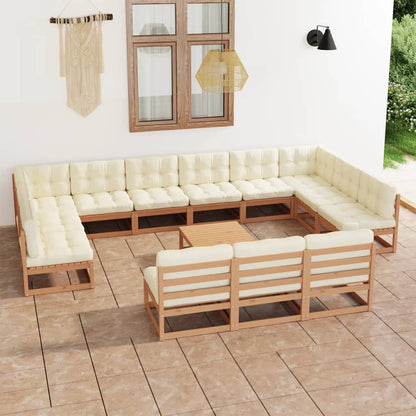 Set Divani da Giardino 14 pz Cuscini Miele in Massello di Pino - homemem39